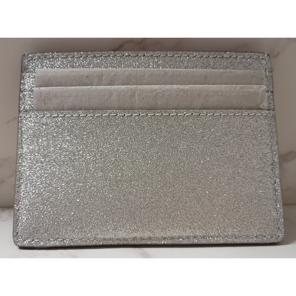 KATE SPADE Slim Card Holder Silver Shimmy Glitter Lunar Light - NEW - Picture 2 of 5